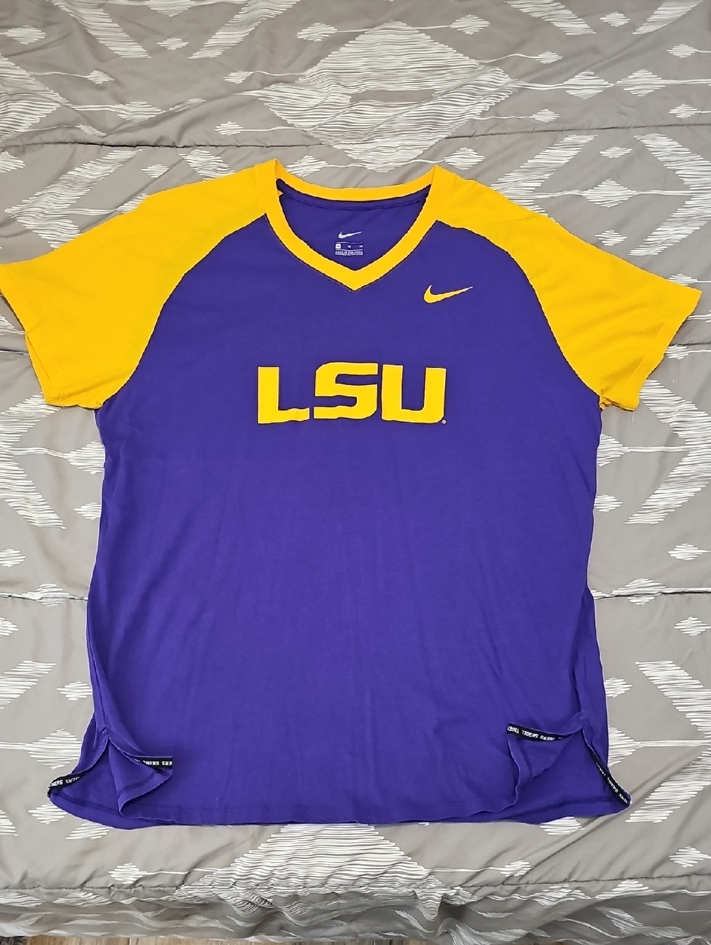 Nike Purple and Gold LSU V-Neck Tee